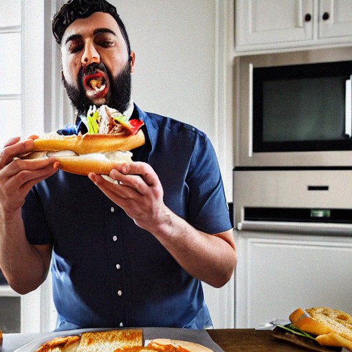 PEOPLE HAVING TROUBLE WITH SANDWICHES NO. 6